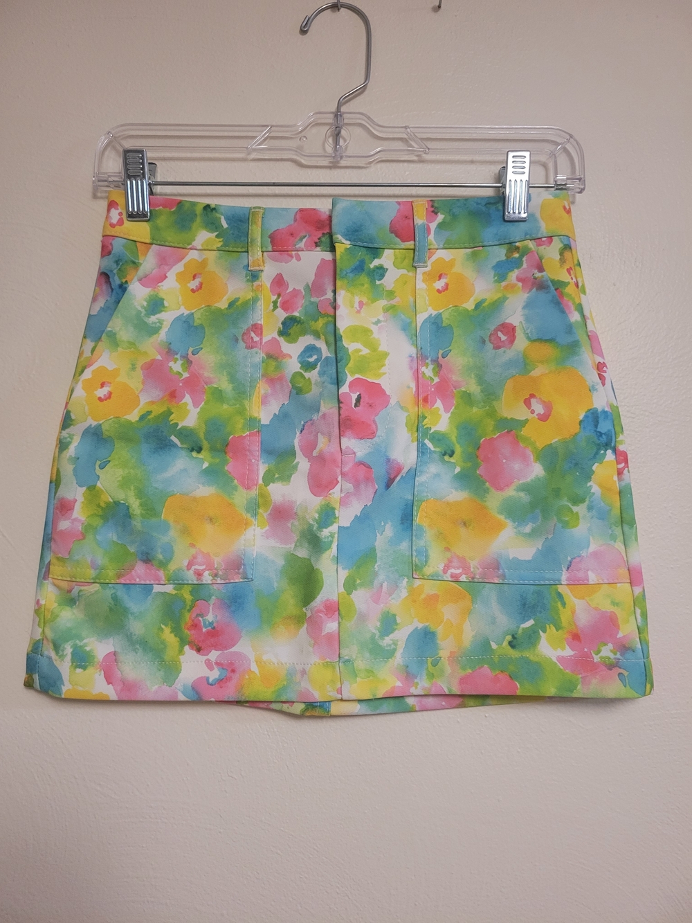 Bershka Floral Watercolor Mini Skirt Size XS